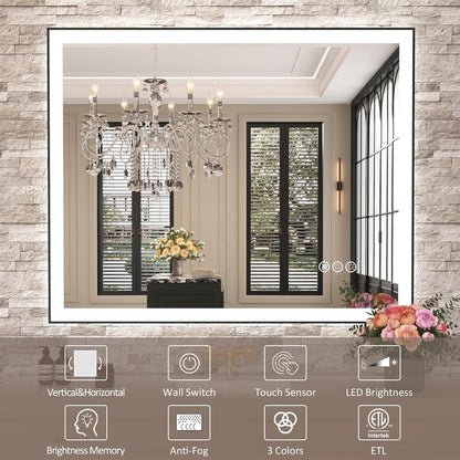 LED Bathroom Mirror 24"X36" with Front Light and Backlit - Colors A