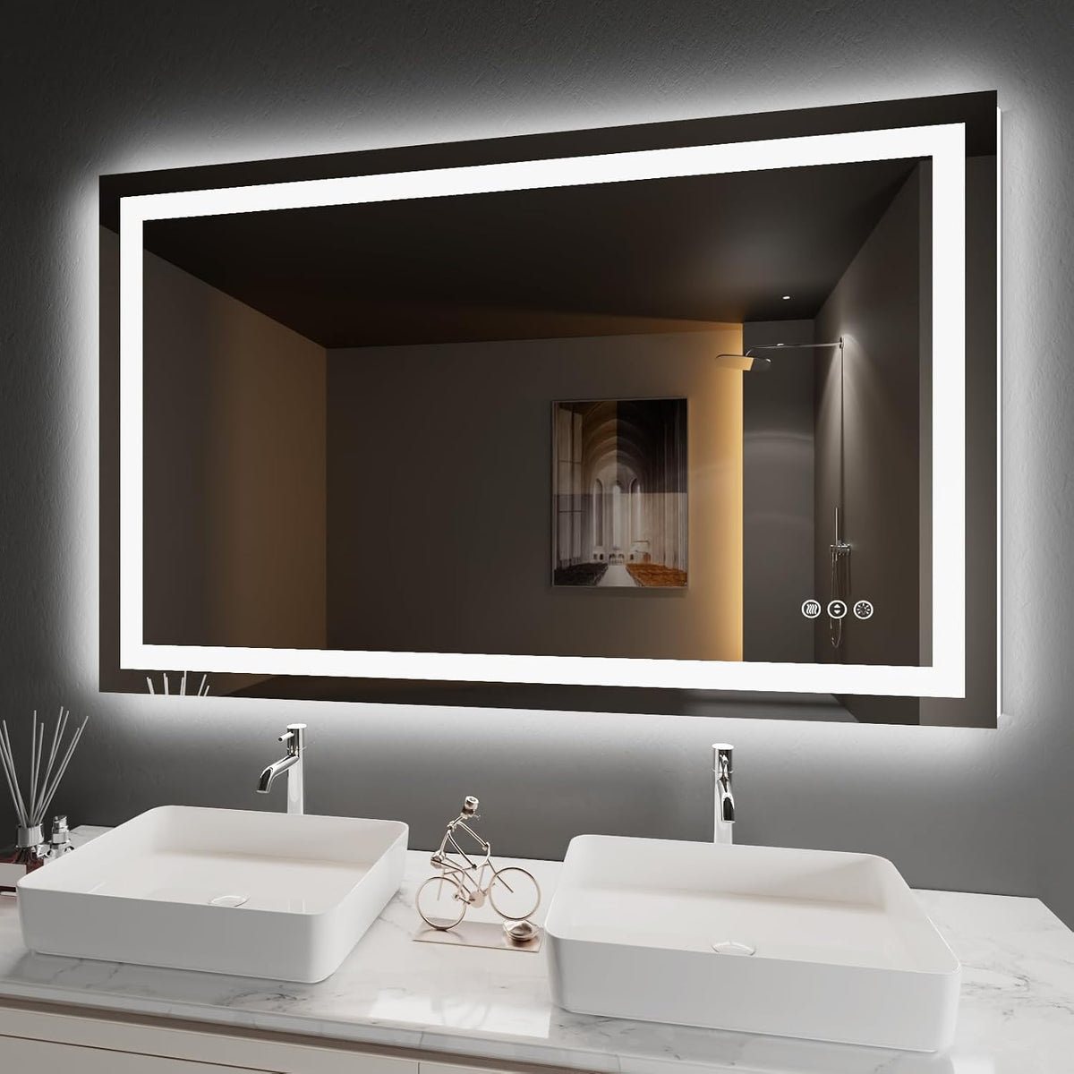 LED Bathroom Mirror 24"X36" with Front Light and Backlit - Colors A