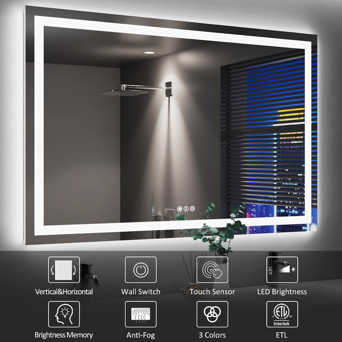 LED Bathroom Mirror 24"X36" with Front Light and Backlit - Colors A