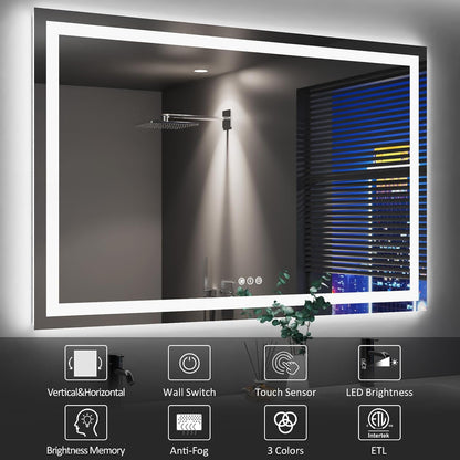 LED Bathroom Mirror 24"X36" with Front Light and Backlit - Colors A