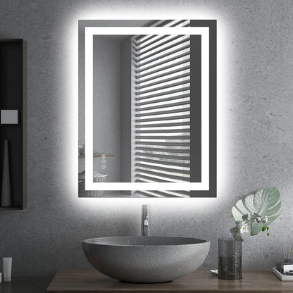 LED Bathroom Mirror 24"X36" with Front Light and Backlit - Colors A
