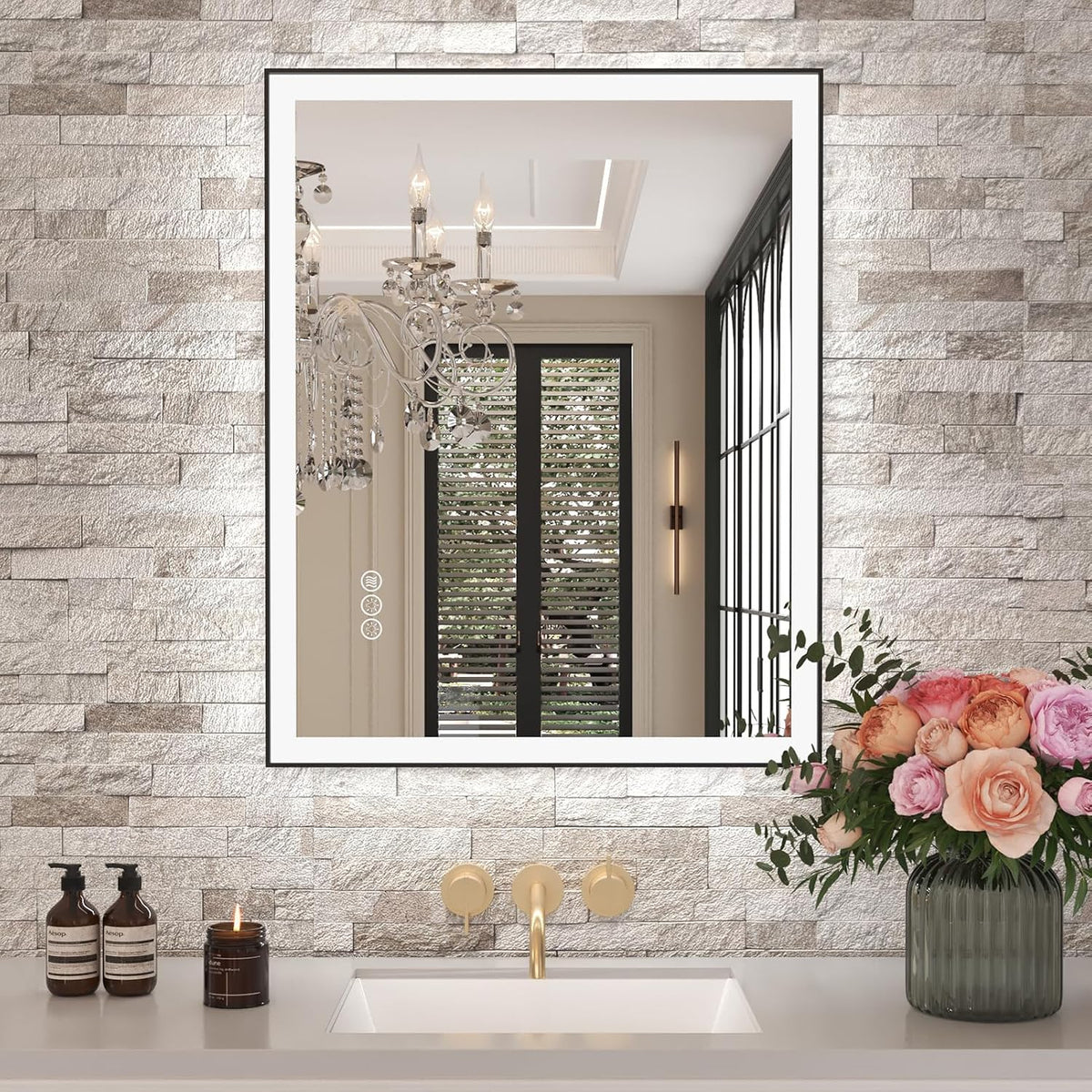 LED Bathroom Mirror 24"X36" with Front Light and Backlit - Colors A