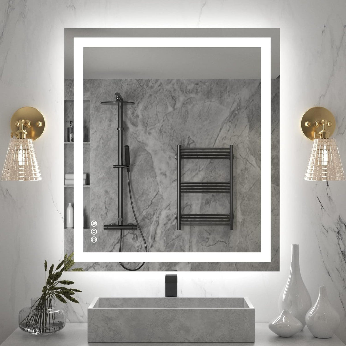 LED Bathroom Mirror 24"X36" with Front Light and Backlit - Colors A