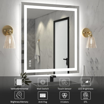 LED Bathroom Mirror 24"X36" with Front Light and Backlit - Colors A