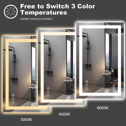 LED Bathroom Mirror 24"X36" with Front Light and Backlit - Colors A