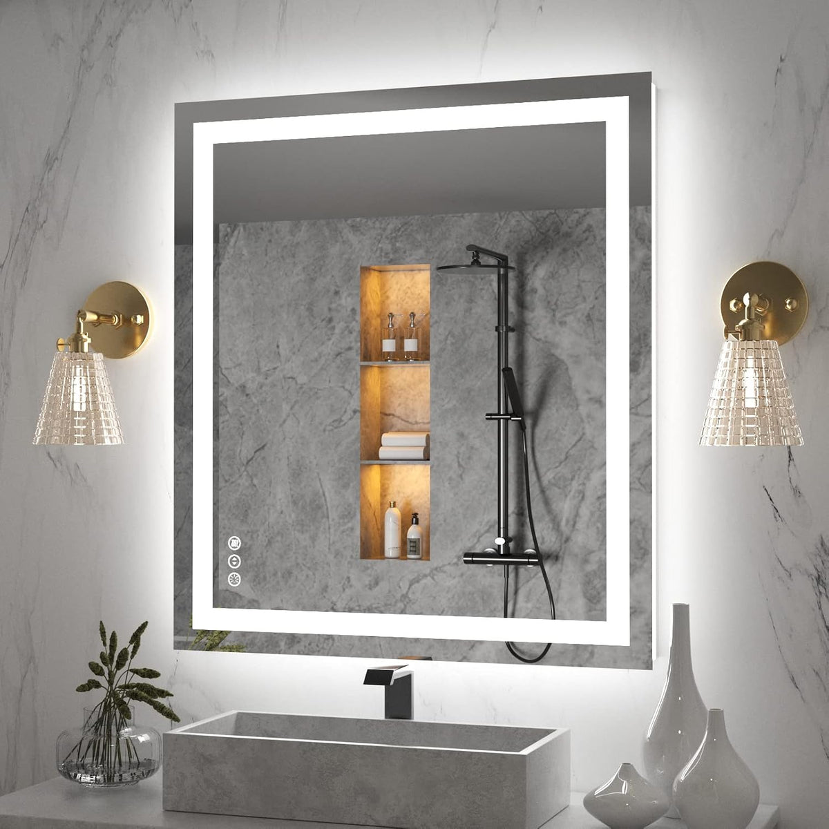 LED Bathroom Mirror 24"X36" with Front Light and Backlit - Colors A