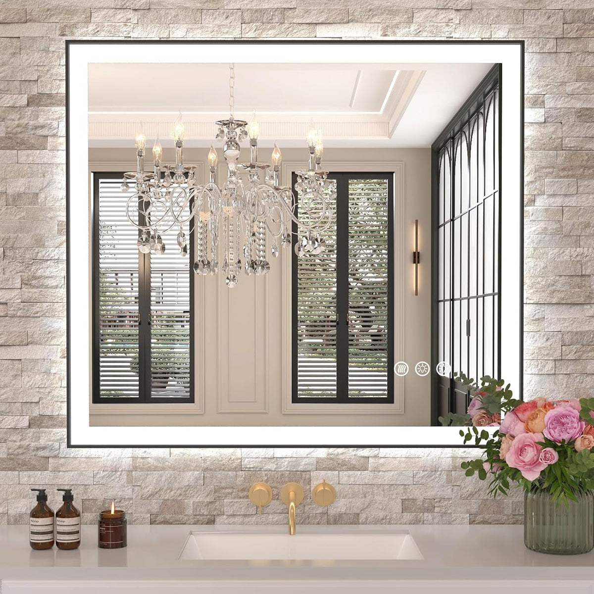 LED Bathroom Mirror 24"X36" with Front Light and Backlit - Colors A