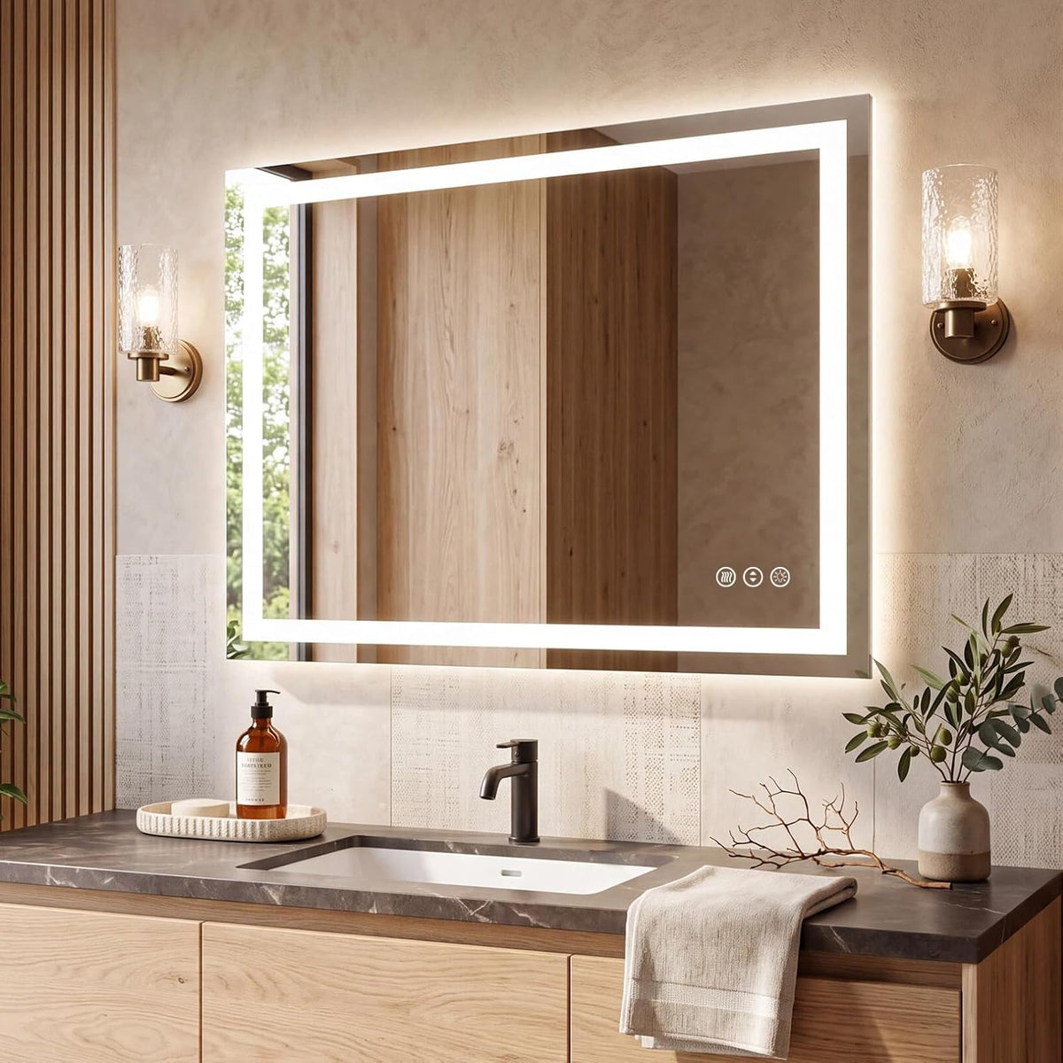 LED Bathroom Mirror 24"X36" with Front Light and Backlit - Colors A