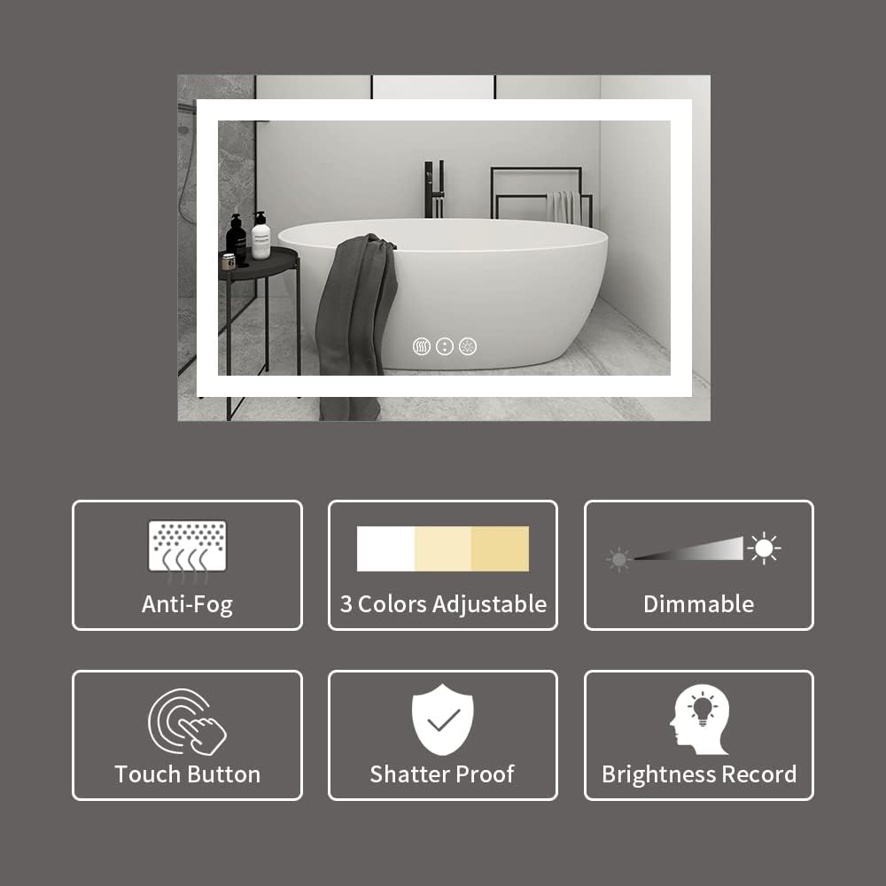 LED Bathroom Mirror 24"X36" with Front Light and Backlit - Colors A