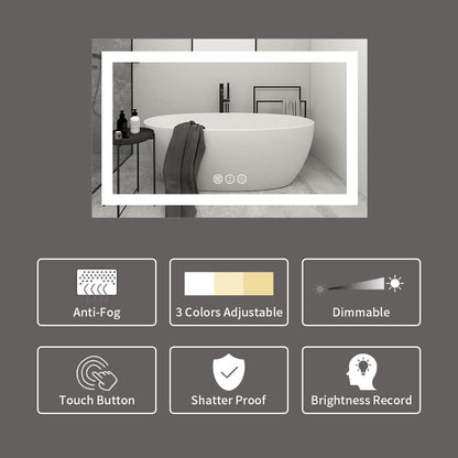 LED Bathroom Mirror 24"X36" with Front Light and Backlit - Colors A