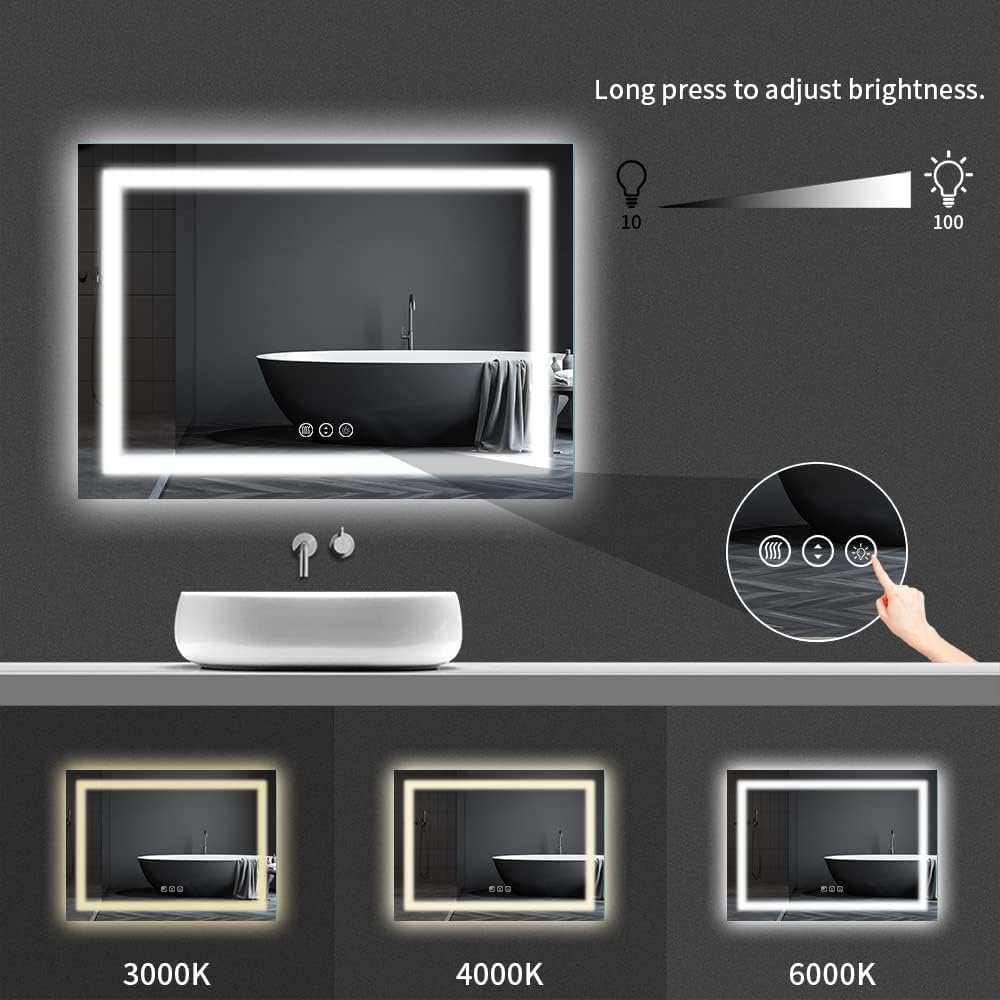 LED Bathroom Mirror 24"X36" with Front Light and Backlit - Colors A