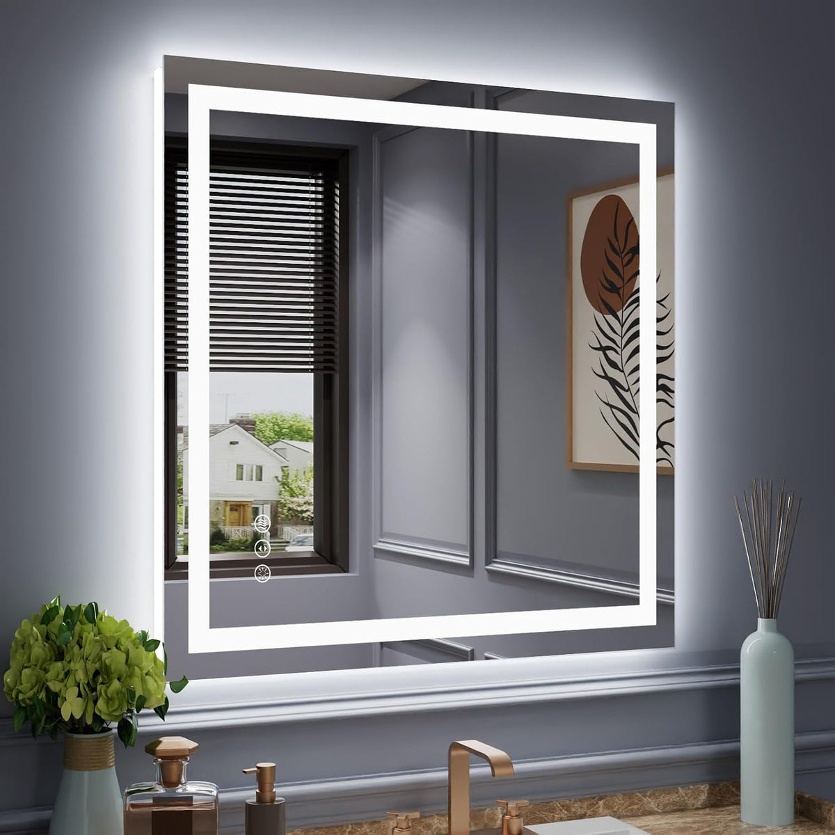 LED Bathroom Mirror 24"X36" with Front Light and Backlit - Colors A