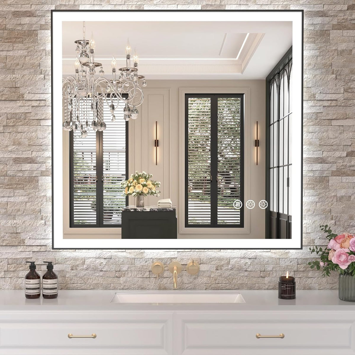 LED Bathroom Mirror 24"X36" with Front Light and Backlit - Colors A