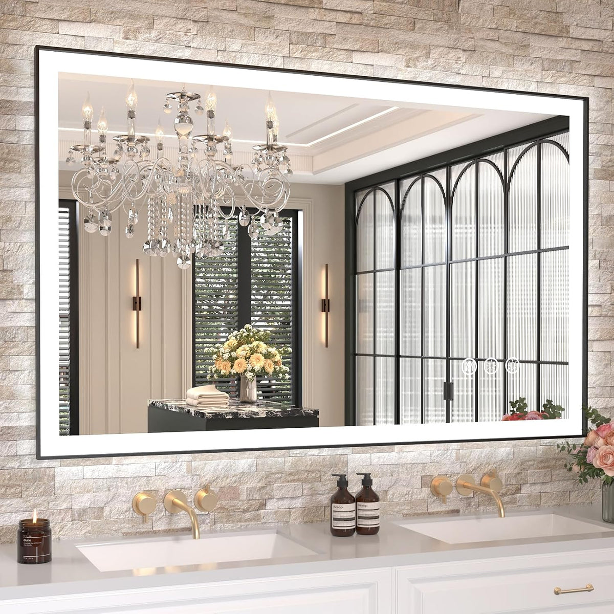 LED Bathroom Mirror 24"X36" with Front Light and Backlit - Colors A