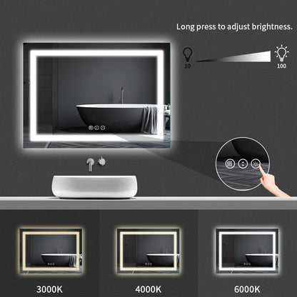 LED Bathroom Mirror 24"X36" with Front Light and Backlit - Colors A