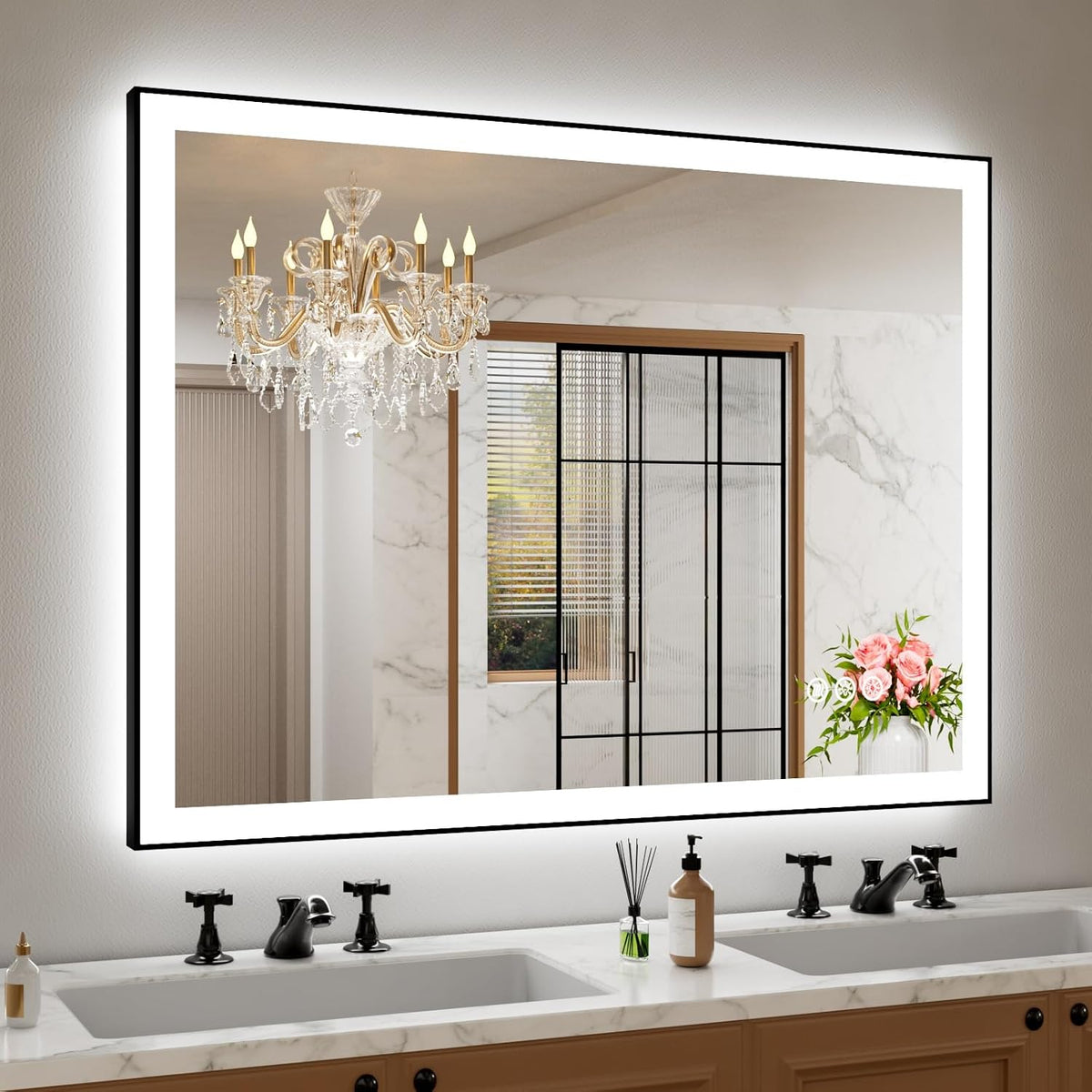 LED Bathroom Mirror 24"X36" with Front Light and Backlit - Colors A