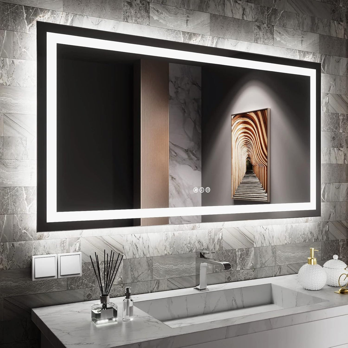 LED Bathroom Mirror 24"X36" with Front Light and Backlit - Colors A