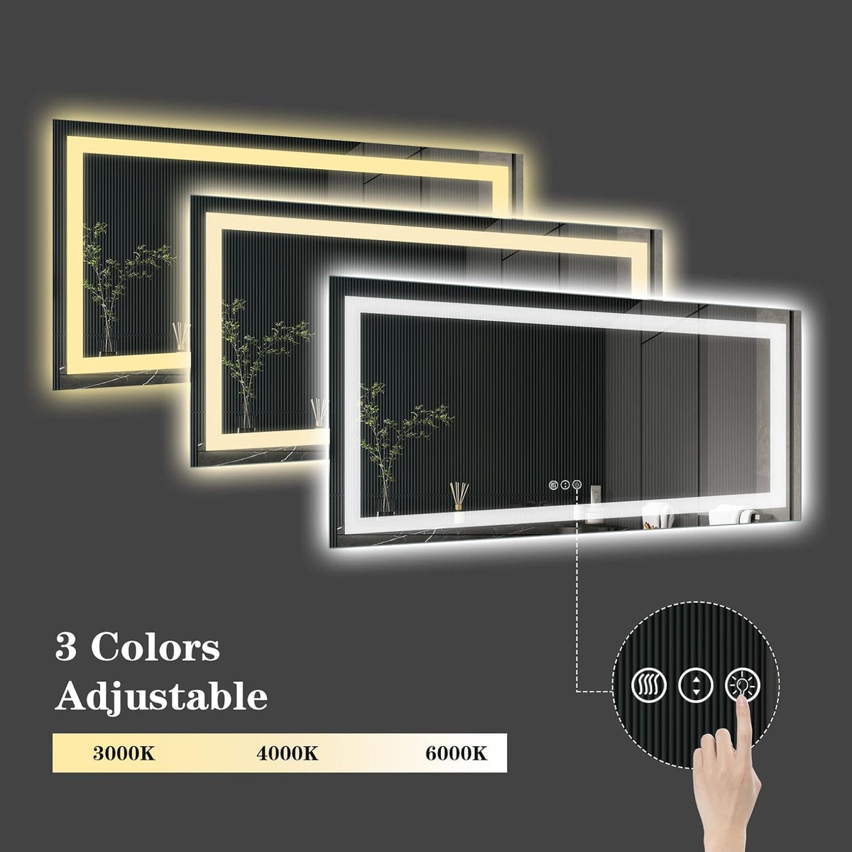 LED Bathroom Mirror 24"X36" with Front Light and Backlit - Colors A