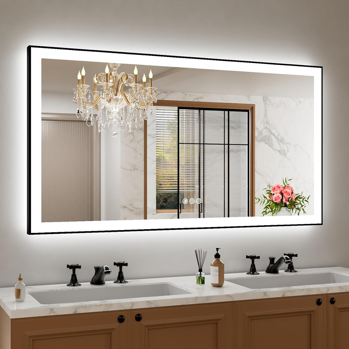 LED Bathroom Mirror 24"X36" with Front Light and Backlit - Colors A