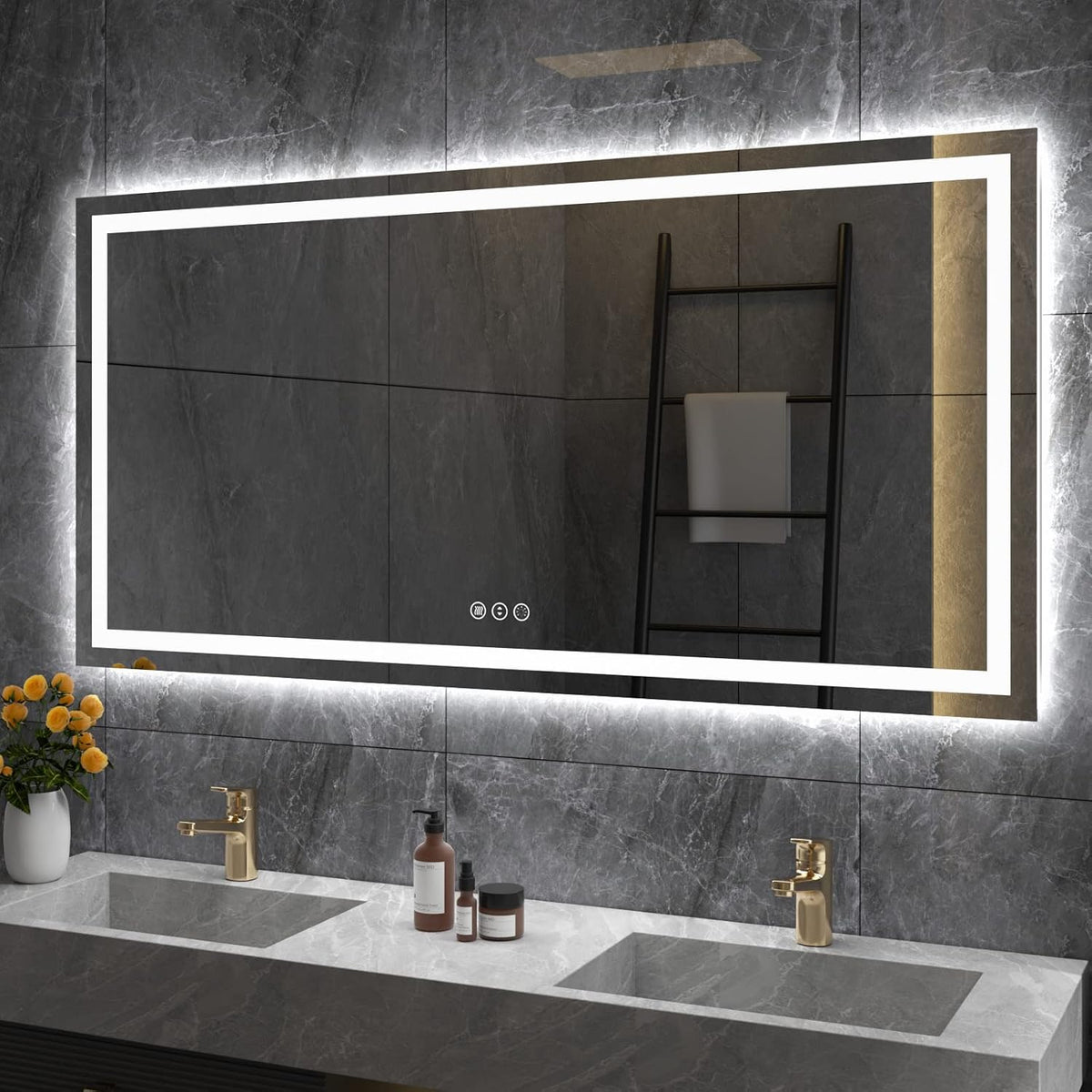 LED Bathroom Mirror 24"X36" with Front Light and Backlit - Colors A