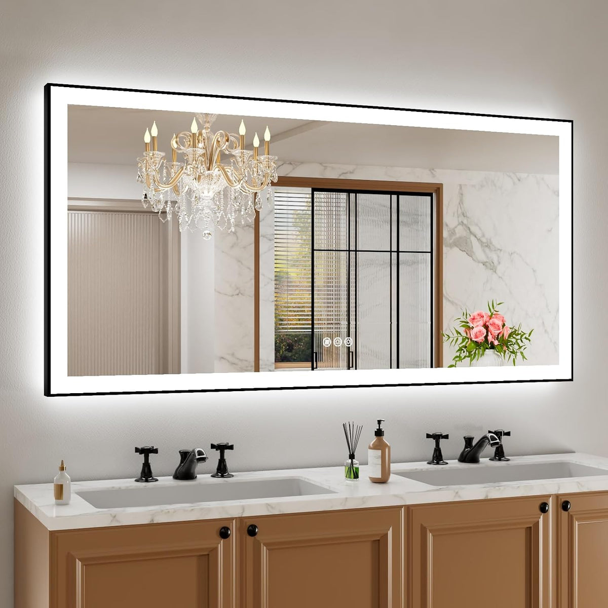 LED Bathroom Mirror 24"X36" with Front Light and Backlit - Colors A