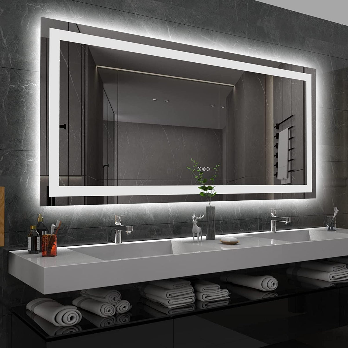 LED Bathroom Mirror 24"X36" with Front Light and Backlit - Colors A