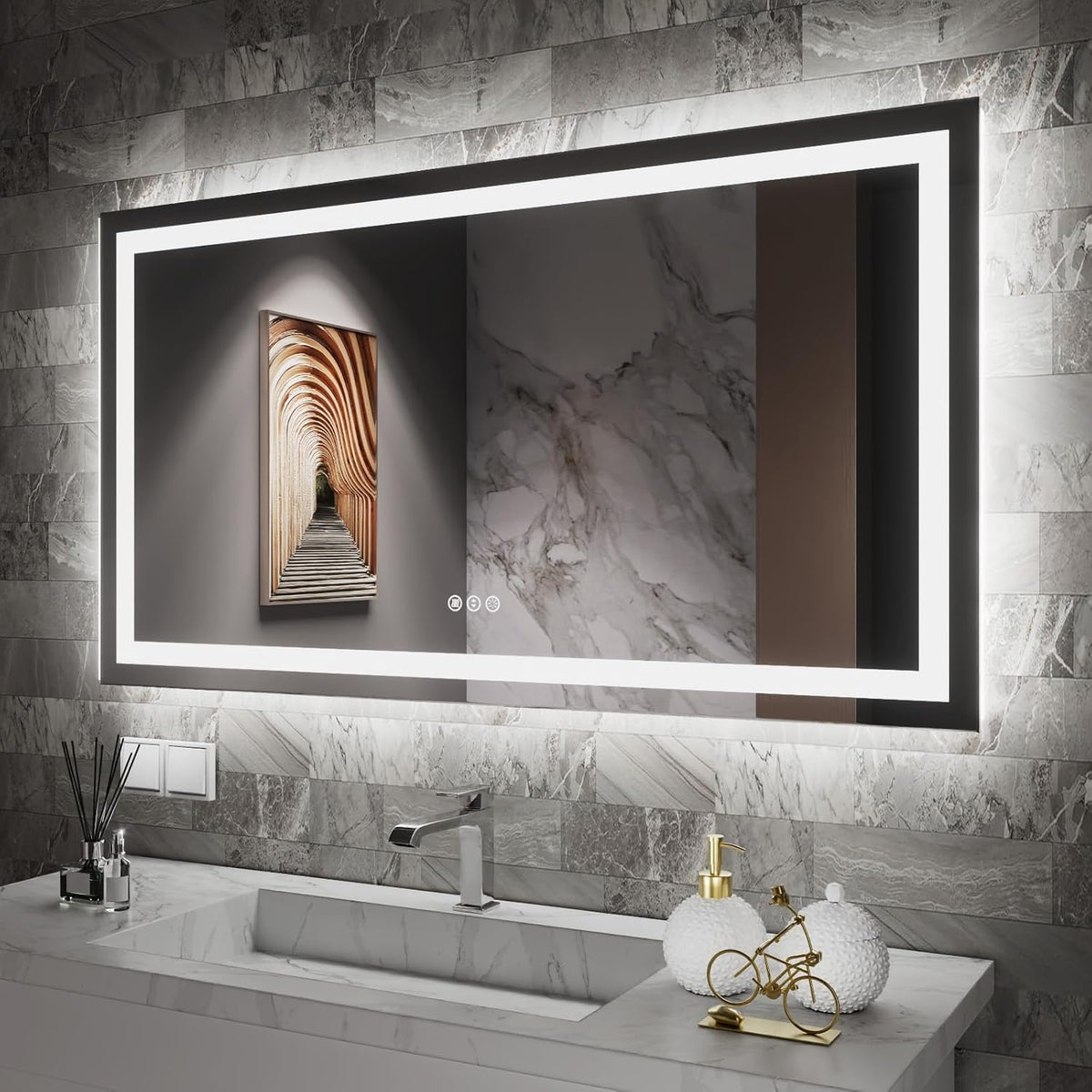 LED Bathroom Mirror 24"X36" with Front Light and Backlit - Colors A