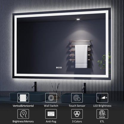 LED Bathroom Mirror 24"X36" with Front Light and Backlit - Colors A