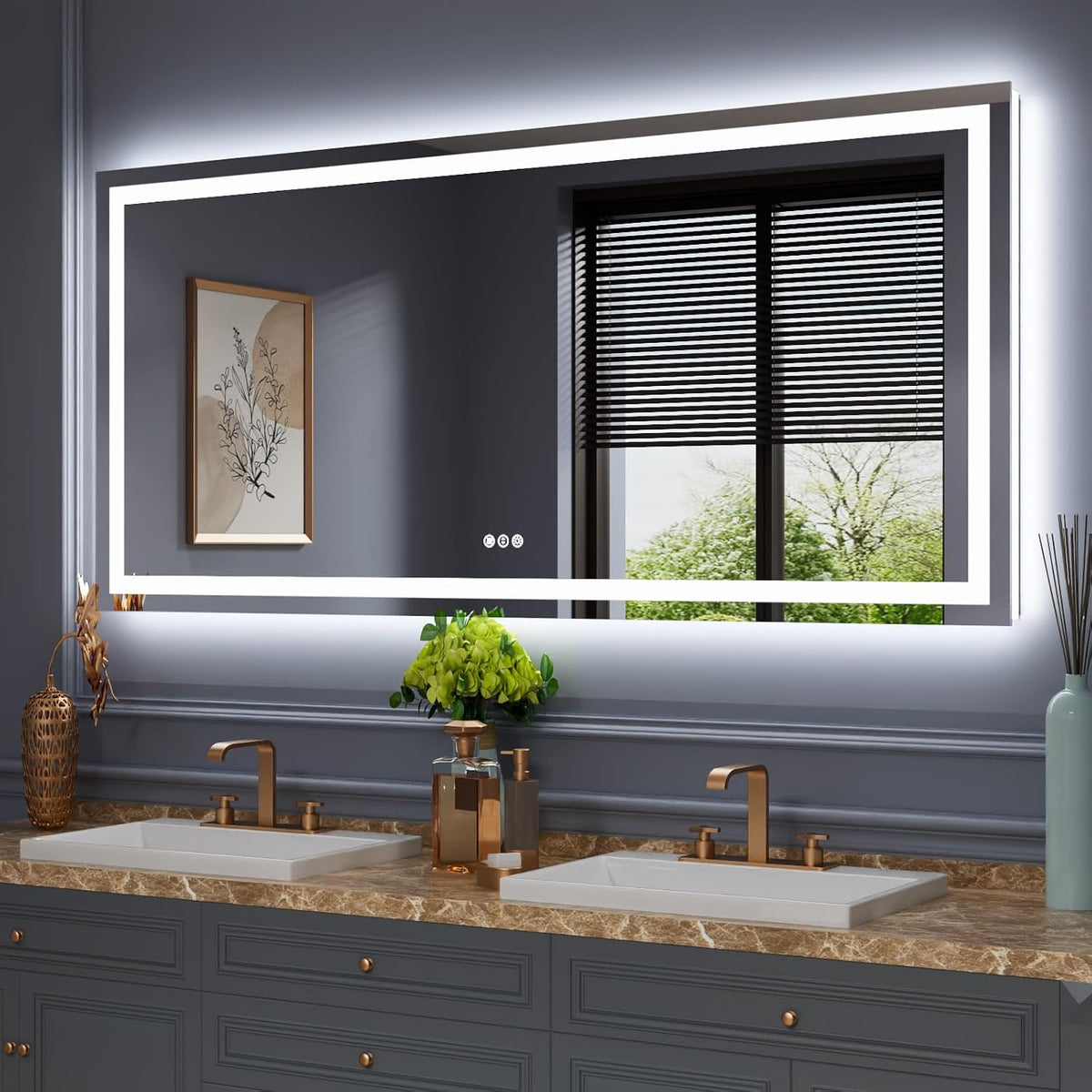 LED Bathroom Mirror 24"X36" with Front Light and Backlit - Colors A