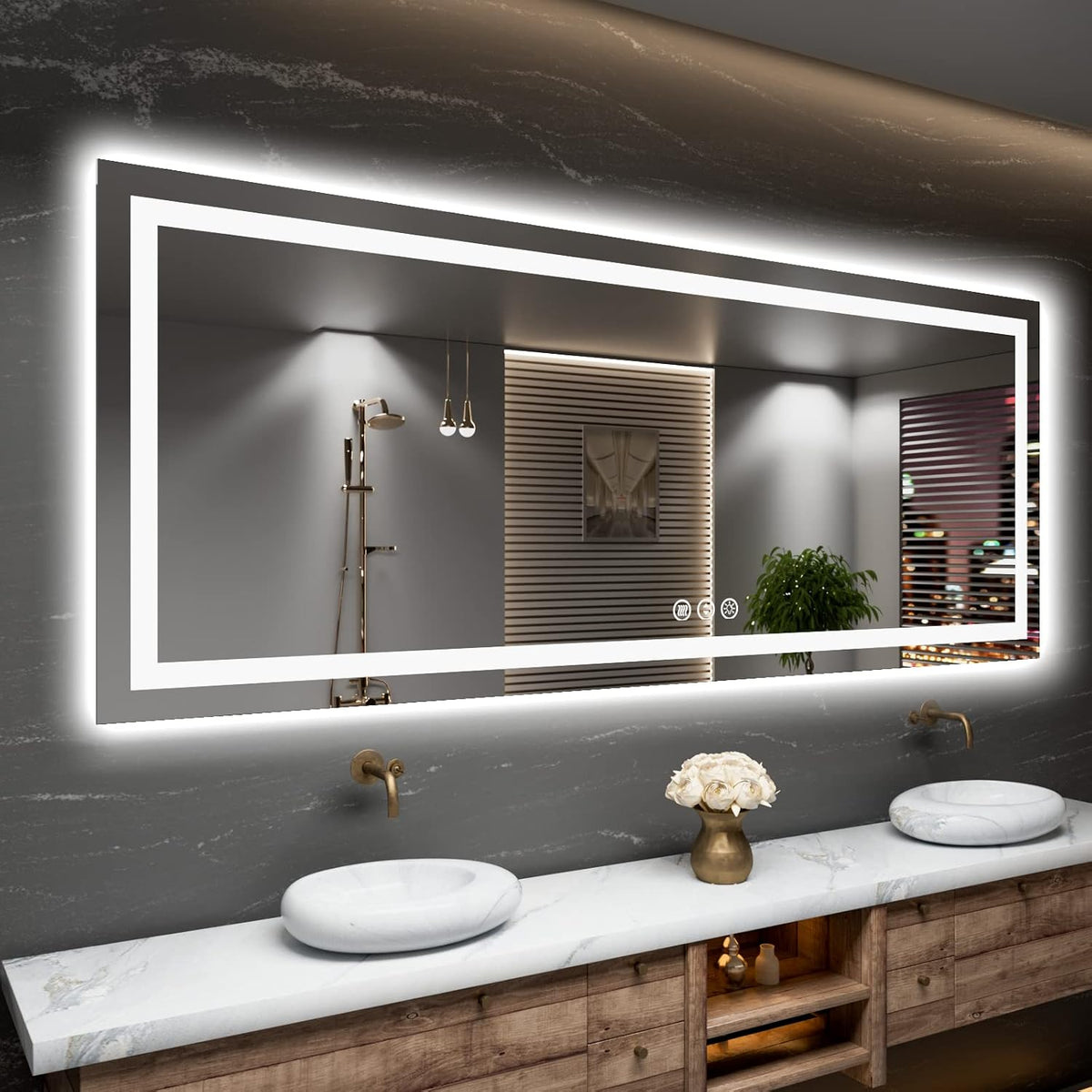 LED Bathroom Mirror 24"X36" with Front Light and Backlit - Colors A