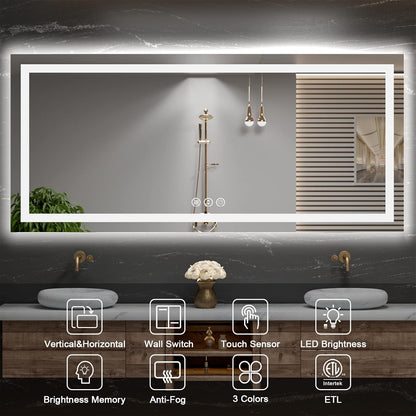 LED Bathroom Mirror 24"X36" with Front Light and Backlit - Colors A