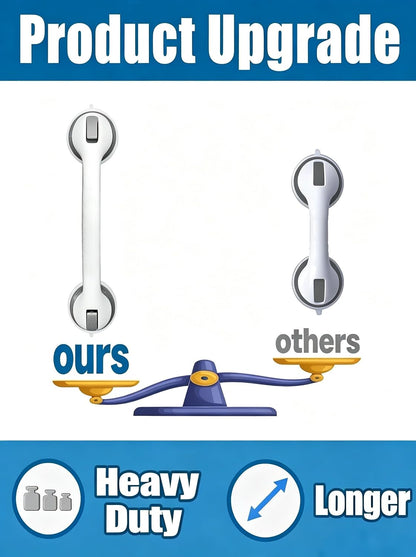 Shower Grab Bar, Suction Grab Bars for Shower, 2 Pack 16.11 Inch Shower Handles for Elderly Suction, Bathroom Grab Bars for Seniors, Shower Grab Bars Suction Heavy Duty, Waterproof No Drilling