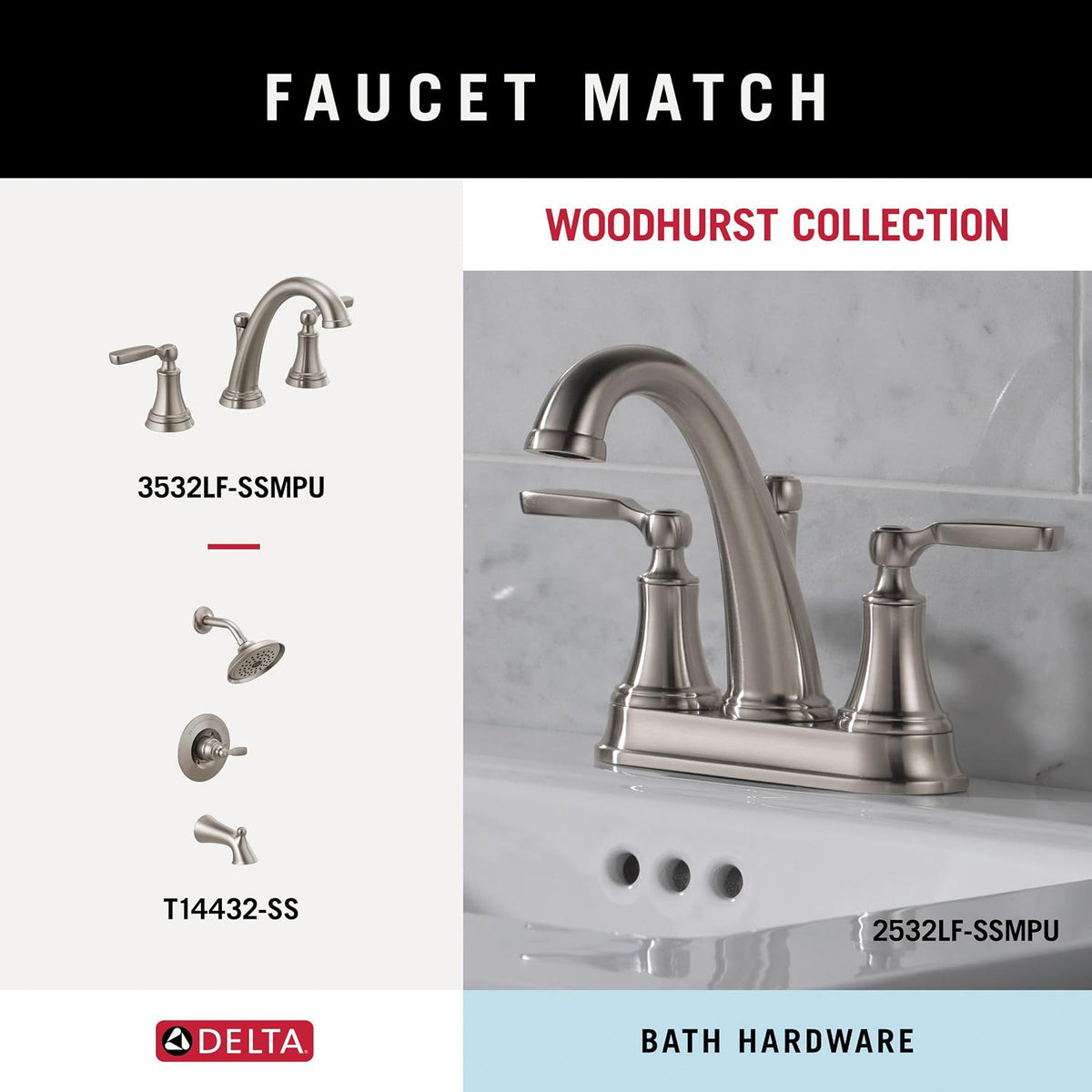 FAUCET 73224-SS Woodhurst 24 in. Wall Mount Towel Bar Bath Hardware Accessory in Stainless Steel