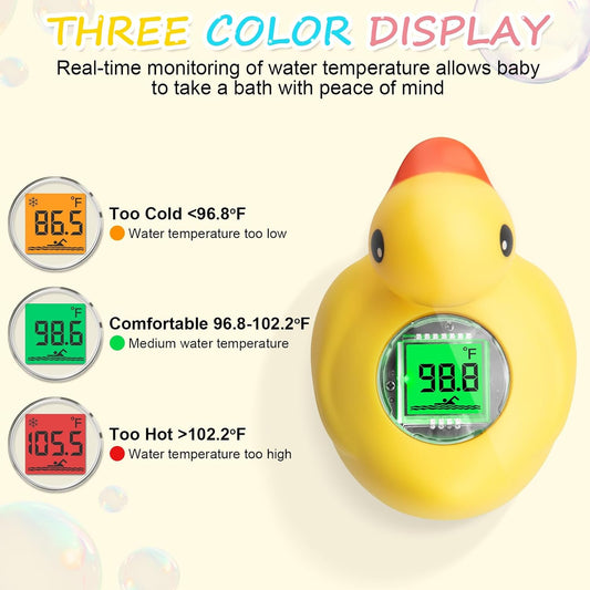 Rechargeable Baby Bath Thermometer | IP68 Waterproof, BPA-Free, Fast Temperature Reading, Backlit Display, For Infants & Toddler