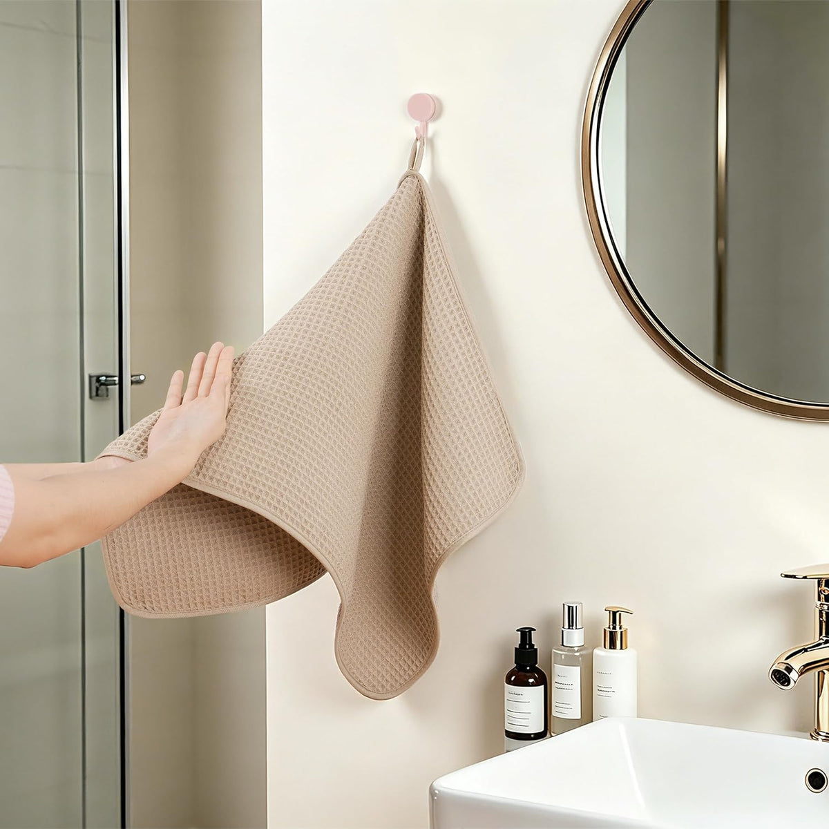 430 GSM Poly Blend Microfiber Quick Dry Waffle Hand Towel, 16x30 in