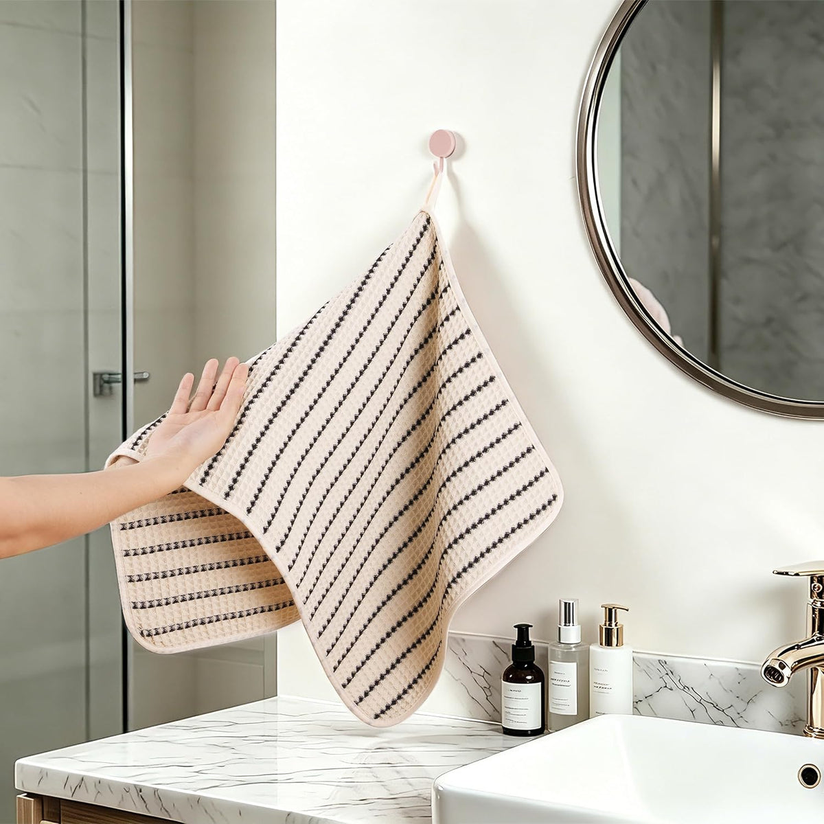 430 GSM Poly Blend Microfiber Quick Dry Waffle Hand Towel, 16x30 in
