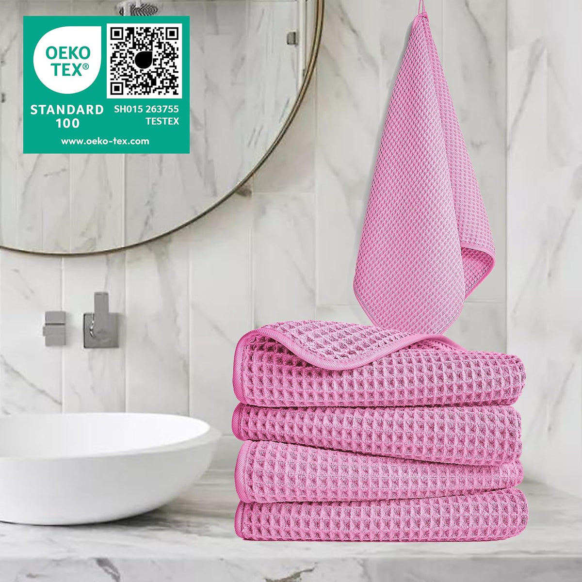 430 GSM Poly Blend Microfiber Quick Dry Waffle Hand Towel, 16x30 in