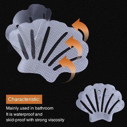 Non-Slip Bathtub Stickers, 24 PCS Shell Safety Bathroom Tubs Showers Treads Adhesive Decals Scraper (Gray)