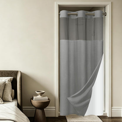 Ringless Slub Shower Curtain with Snap in Liner, 71x74, Black - Colors A