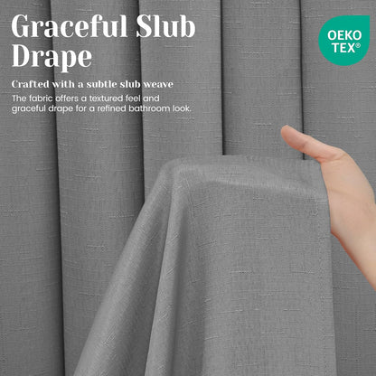 Ringless Slub Shower Curtain with Snap in Liner, 71x74, Black - Colors A