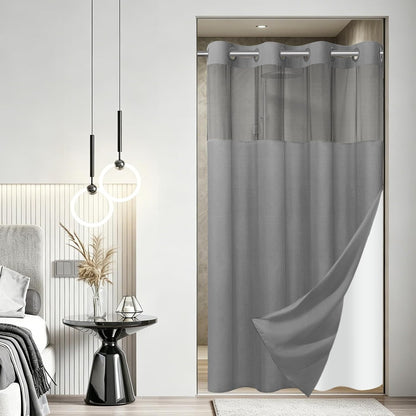 Ringless Slub Shower Curtain with Snap in Liner, 71x74, Black - Colors A