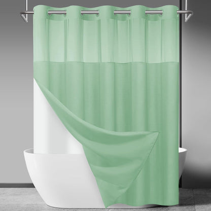Ringless Slub Shower Curtain with Snap in Liner, 71x74, Black - Colors A
