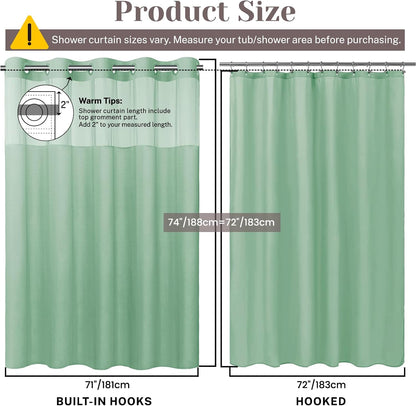 Ringless Slub Shower Curtain with Snap in Liner, 71x74, Black - Colors A
