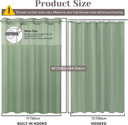 Ringless Slub Shower Curtain with Snap in Liner, 71x74, Black - Colors A