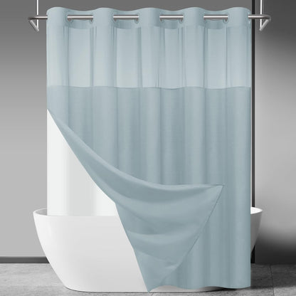 Ringless Slub Shower Curtain with Snap in Liner, 71x74, Black - Colors A