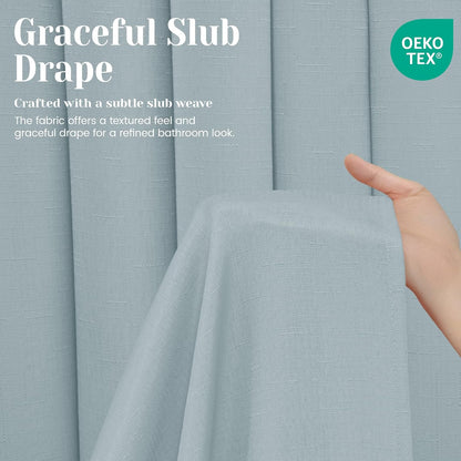 Ringless Slub Shower Curtain with Snap in Liner, 71x74, Black - Colors A