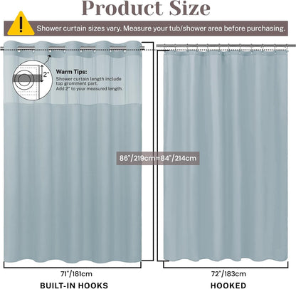 Ringless Slub Shower Curtain with Snap in Liner, 71x74, Black - Colors A