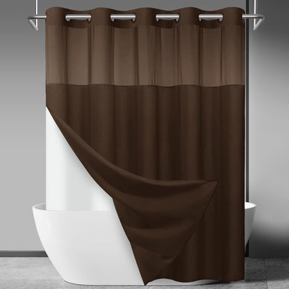 Ringless Slub Shower Curtain with Snap in Liner, 71x74, Black - Colors A