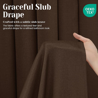 Ringless Slub Shower Curtain with Snap in Liner, 71x74, Black - Colors A