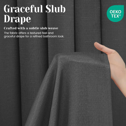 Ringless Slub Shower Curtain with Snap in Liner, 71x74, Black - Colors A